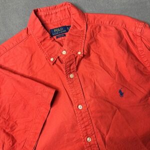 Polo Ralph Lauren Button Down Shirt Mens XL Red Short Sleeve Classic Fit Cotton